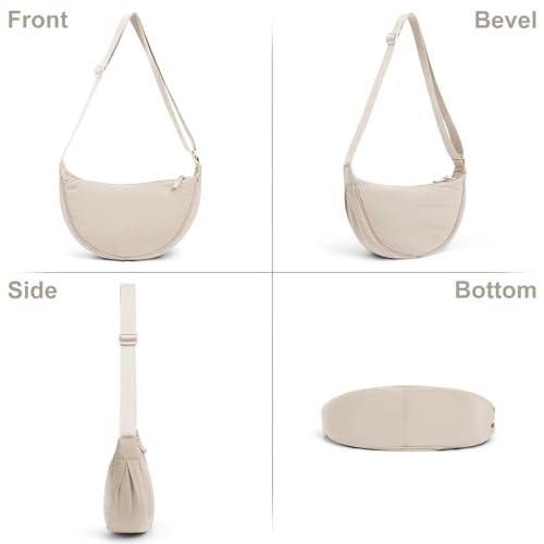 Image of JQWSVE Nylon Crescent Bag for Women Men Crossbody Bag Hobo Sling Crescent Shoulder Bag Purse Casual Solid Color Dumpling Bag