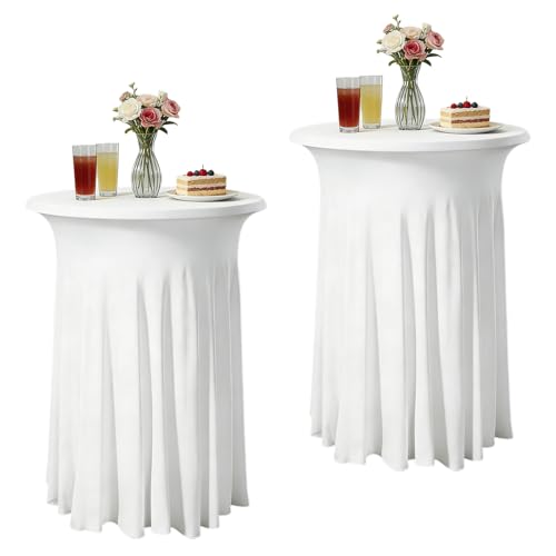 PORFOYO Housse pour Table Haute: Lot De 2 110x80cm Housse Mange Debout, Nappe De Cocktail avec Jupe pour Fêtes Décoration Intérieur Extérieur Anniversaire...