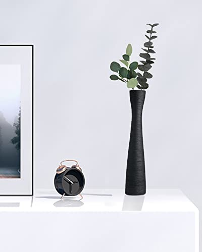 Black Ceramic Flower Vase 16.5 Inch Tall Slender Flower Vases - Image 4