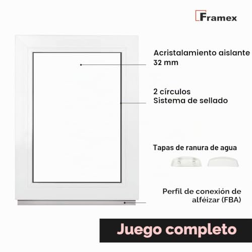 Miniatura 3 de Framex Ventana Para Sótano - Acristalamiento Fijo Fib Blanco 70 X 40 Cm Doble Acristalamiento, Cristal Transparente 32 Mm 4 24 4 Ventana Ventana Para Cobertizo Ventana Ancho X Alto 700 X 400 Mm