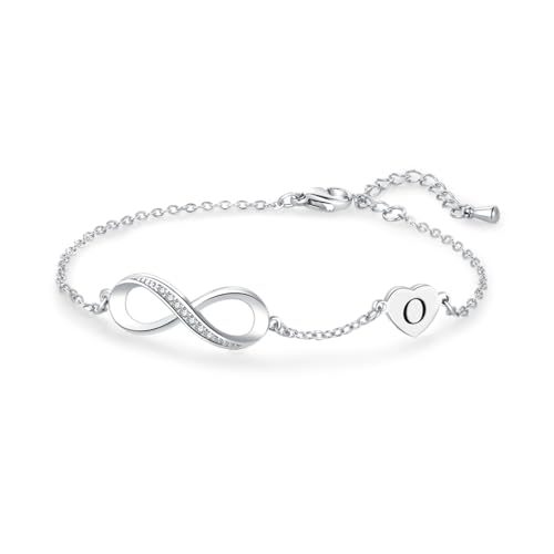 Bracelet argenté initiale en cœur réglable en acier inoxydable MiniJewelry