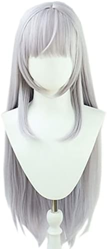 FIOCO コスプレウィッグ 白銀ノエル ストレート Noelle 白銀聖騎士団 グレー ロングヘア かつら 耐熱 コスプレ用 変装用 日常 仮装 演劇 wig ハロウィン クリスマス 学園祭 パーティー