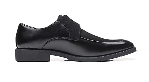 Santimon Mens Leather Monk Strap Slip-On Oxfords Formal Loafer Square Toe Classic Casual Shoes3