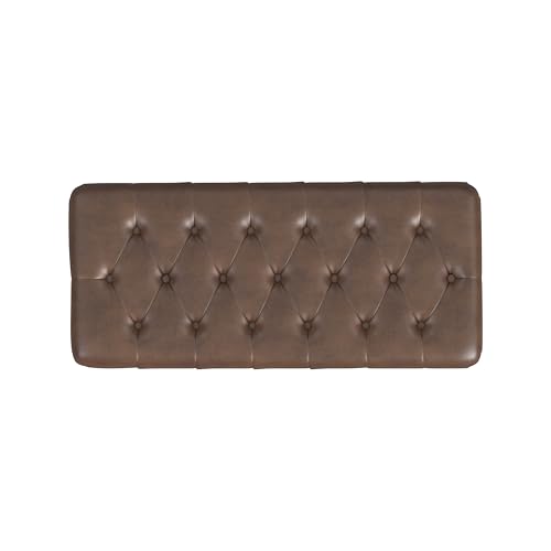 Image of HomePop 40 inch Ainsley Button Tufted Storage Bench - Brown Faux Leather