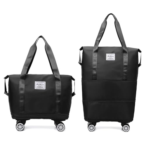 LYFJMUS High-Capacity Foldable Travel Bag with Spinner Wheels Expandable Foldable Duffel Bag Detachable Rolling Wheels Travel Bag Carry on Duffel Bag for Men Women Lightweight Suitcases ﻿