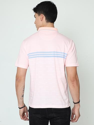 Image of Classic Polo Mens Cotton Half Sleeve Printed Authentic Fit Polo Neck Peach Color T-Shirt