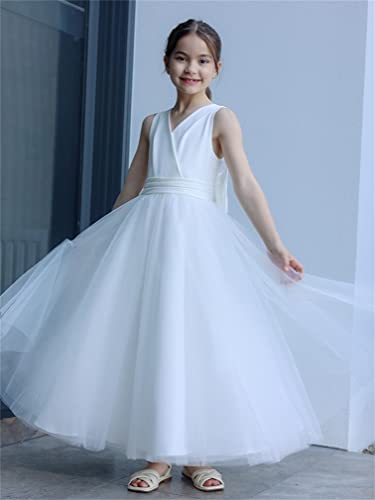M_RAC Flower Girls Dresses for Wedding Tulle Princess Pageant Dresses Kids Prom Ball Gowns with Bow-Knot4