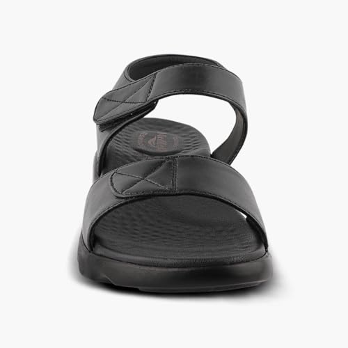 Image of Medifeet Women's Orthopedic Soft Sandals, Black, Comfort Walking Footwear with Adjustable Straps