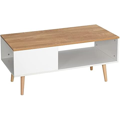 Mesa de Centro con Almacenamiento Abierto HOMCOM Cover