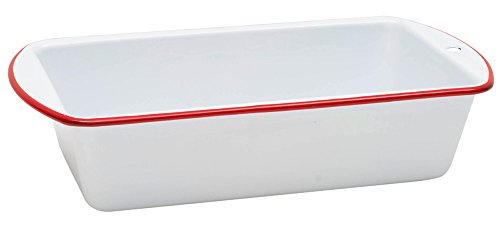 Crow Canyon Home Enamelware Loaf Pan, 9 x 5 inches, Vintage White/Red