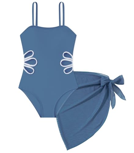 Image of Girls One Piece Swimsuit Bathing Suit with Cover Up Size 7-16