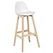 WOLTU 1 x Taburetes de Bar con Respaldo Marco de Madera Maciza Taburetes Altos Bar Imitación de Cuero Sillas Cocina Sillas Bar Paquete de 1 Blanco BH44ws-1