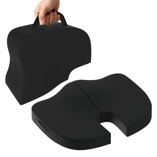 CareFoam Coccyx Seat Cushion Memory Foam for Tailbone Pain Relief | Orthopedic Sciatica & Back Support Pillow for Office Chair, Car Seat, Wheelchair | U Shape Ergonomic Design, Washable Cover