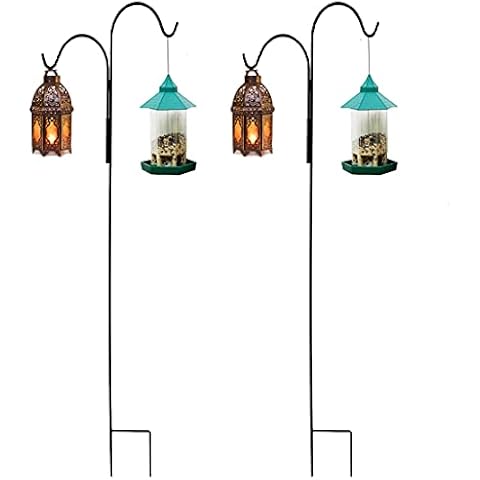 XNX 2Pcs Shepherds Hooks Crook,Metal Garden Stake with Hooker for Solar Lights, Lanterns,Christmas Lights,Weddings Plant Baskets,Flower Ball (double hook-140m/55inch) Cover