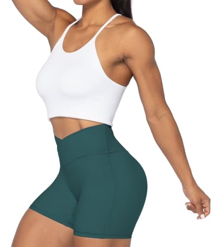 Image of Sunzel Crossover Biker Shorts for Women, No Front Seam V High Waist Yoga Workout Gym Shorts with Tummy Control | 4 Or 6-Inch Inseam, High Waisted, Tummy Control, Crossover Waist, Buttery Soft, No Front Seam, Squat Proof, Compression