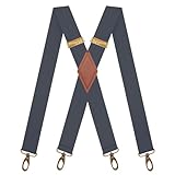 [メンデンス] サスペンダー メンズ 35mm幅 レトロ 青銅鉤 フック クリップ 固い 大きいサイズ ビジネス カジュアル 無地 X型 ブラック ベージュ