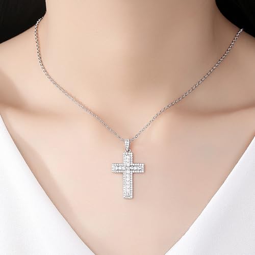 14K Gold D-color VVS1 Clarity Moissanite Hip-Hop Cross Women Pendant Necklace, Christmas Gift for Her, Great for Holiday Celebrations3