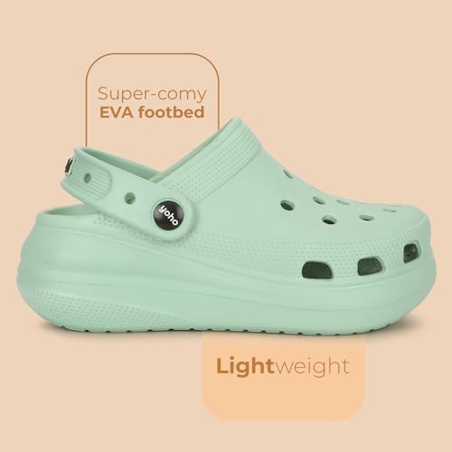 YOHO Jumbo Clog 002 for Women | Lightweight & Waterproof Sandals for Girls | Comfortable Cushioned Footbed with Adjustable Back Strap | Trendy & Stylish Chunky Design