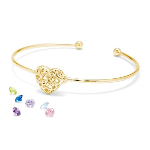 EVE'S ADDICTION Custom Gold Mother's Interlocking Hearts Birthstone Locket Bracelet - Personalized Birthstone Bracelets for Women - Heart Jewelry - Gifts for Mom - Image 5