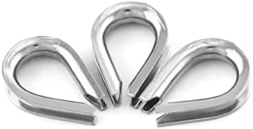 QWORK M3 Wire Rope Thimbles for 2.5-3mm Diameter Steel Wire Rope, 304 Stainless Steel, 50 Pcs