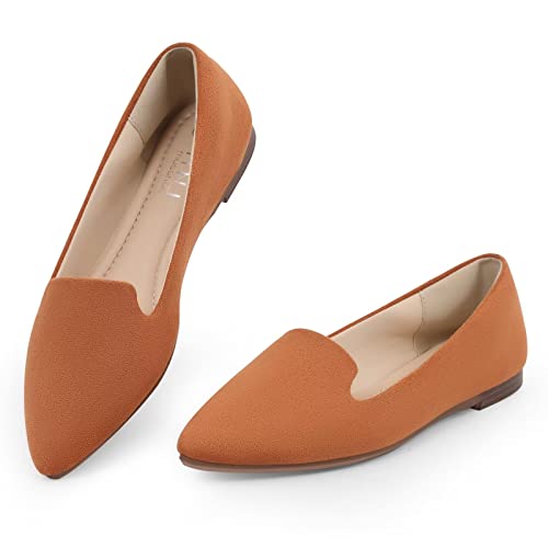 Image of MUSSHOE Black Flats for Women Pointed Toe-Comfortable Business Casual Work Shoes, Dressy Suede Slip On with Memory Foam for Office, Teacher & Standing All Day