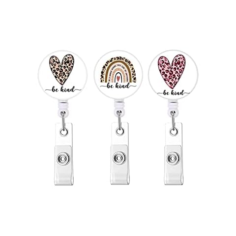 QIYUSHRY Retractable Badge Reel Clips 3 Pack, Name tag Holders for Office Worker Doctor Nurses with Alligator Clip Cute Badge Clip on ID Name Card Holders (2heart) Cover