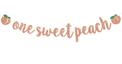 One Sweet Peach Banner Peach Theme First Birthday Bunting Sign for Kids Happy 1st Birthday/Baby Shower Party Decorations Supplies for Boy Girl