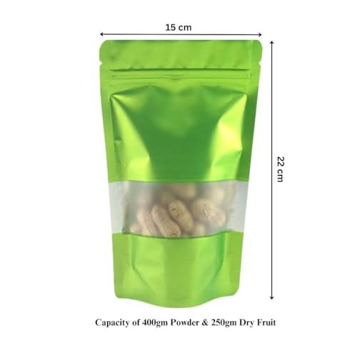 Image of DEERA Green Ziplock Stand Up Pouch 160x230mm Pack of 25