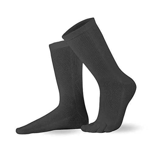 KNITIDO Essentials | Chaussettes 5 doigts mi-mollet en coton pour tous les jours, pointure:43-46, Couleur:gris (010) Cover