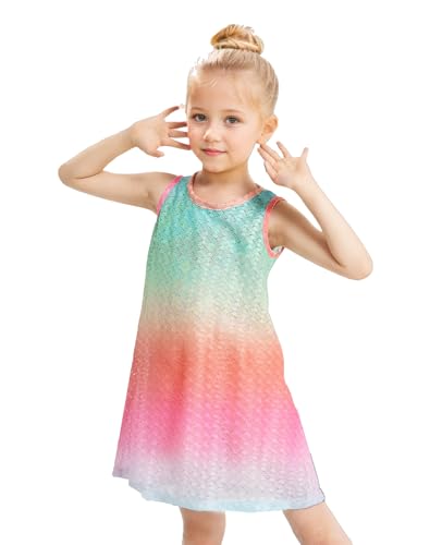 Gogokids Mädchen Strandkleid A-Linie Überwurf, Ärmelloser Maschen Bikini-Überwurf, Leichtes Strand-Outfit für Kinder-Badeanzüge zum Schwimmen in den Sommerferien