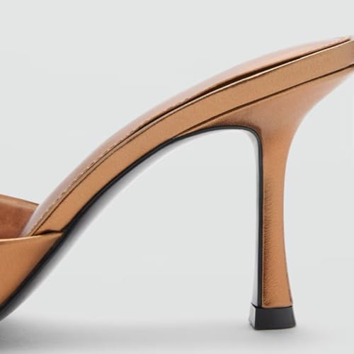 Image of YIYA Women's Open Pointed Peep Toe Mules Kitten Heels Stiletto High Heels Slide Sandals Summer Slip On Backless Dress Spring Summer Pumps Shoes