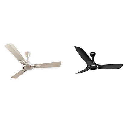 Havells Ambrose 1200mm Ceiling Fan (Gold Mist Wood)+Havells Stealth Air 1250mm Dust Resistant Ceiling Fan (Metallic Black)