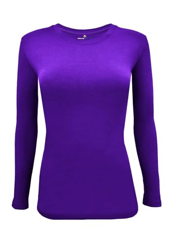 Natural Uniforms Women's Under Scrub Tee Crew Neck Long Sleeve T-Shirt (Purple, Medium)