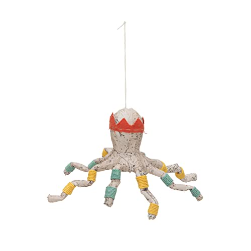 Creative Co-Op Handmade Paper Mache And Fabric Octopus Ornament with Rope Detail, Multicolor