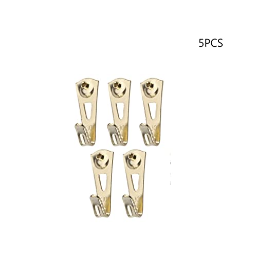 Image of Picture Hangers 1mm Thick Picture Hooks with Nails Professional Picture Hanging Kit, for Office Pictures Clock House Decoration Wall Mounting Brass Tone 5pcs