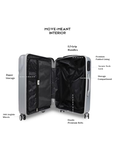 Image of Move-Meant VOYAGEWARE Small Cabin & Medium Check-in Suitcase | 55 Cm & 66 Cm | 360 Degree 8 Wheels Number Lock Polycarbonate Silver Trolley Bag | Luggage for Travel - Pack of 2