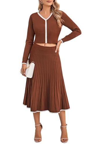 Pink Queen Women's 2 Piece Sweater Outfits Set Crop Top