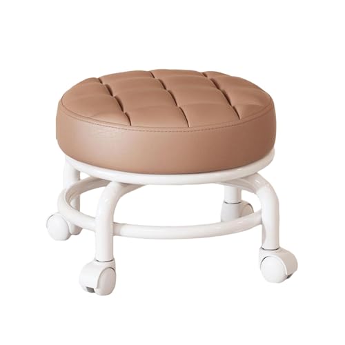 Qianly Tabouret de Siège à Roulettes Bas, Tabouret de Ménage Paresseux avec Rotation 360°, Coussin Ergonomique avec Mousse Confortable, Mini Tabouret...