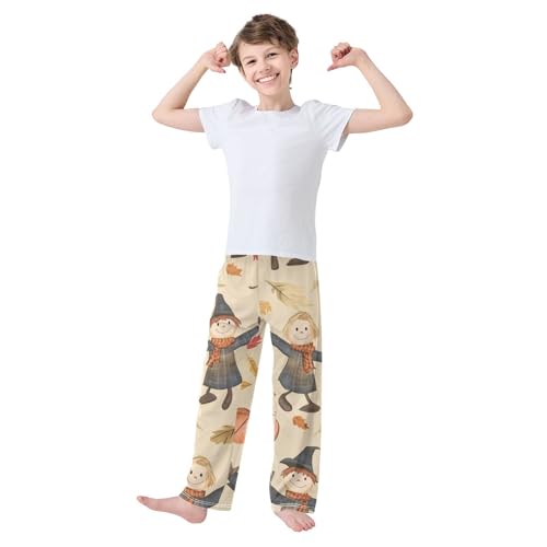 Scarecrow Pumpkins Boys Long Pants Soft Trousers Elastic Waist Kids Lounge Bottoms with Pockets S-XL3