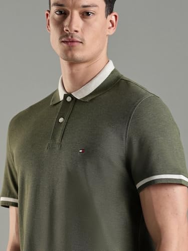 Image of Tommy Hilfiger Solid Regular Fit Cotton Polo T-Shirt