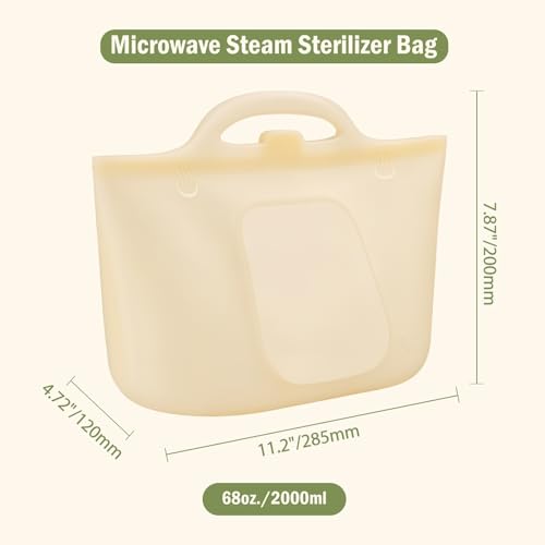 Image of Microwave Steam Sterilizer Bag for Baby Bottles, Breast Pump Parts & Toddler Accessories, Reusable Portable Bottle sterilizer for Travel and Home Use (Clear Yellow)