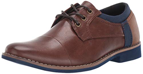 Deer Stags Boy's Truckee JR Oxford, Brown W/Navy Trim, 4.5 M US Big Kid