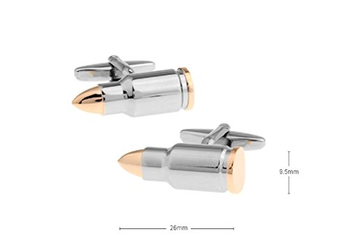 MRCUFF Bullet 2 Two Tone Shell Casing Army Police Pair Cufflinks in a Presentation Gift Box & Polishing Cloth2