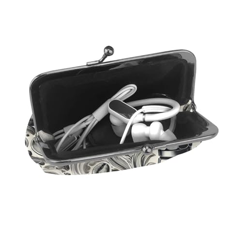 Pu Leather Buckle Coin Purse Ink-Coffee-Moments Girls Kiss-Lock Change Purse Wallets4