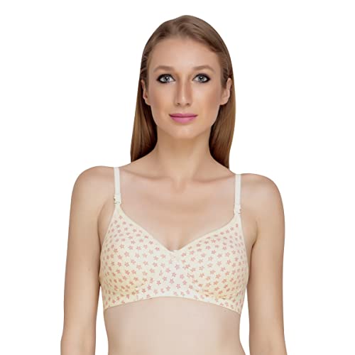 Image of Star Print Bra for Women - Made of Pure Cotton Full Coverage Non Wired Seamless Pushup Soft Cup for T-Shirt Saree Dress Sports Garment for Daily Use Everyday