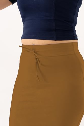 Image of DESI GIRL Cotton Lycra Stretchable Saree Shapewear Petticoat with Drawstring for Women | Fishcut Saree Petticoat with Side Slit for Easy Movement | Saree Shaper | Long inskirt
