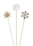 Alilang Floral Hat Pin for Women Gold Tone Stick Pins Featuring Rose Crystal Jewelry for Hat Accessories Lapel Brooch Pins, 3 PCS Shape 1