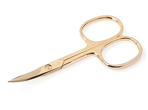 Gold plated high carbon steel curved nail scissors German nail cutter by Malteser, Germany