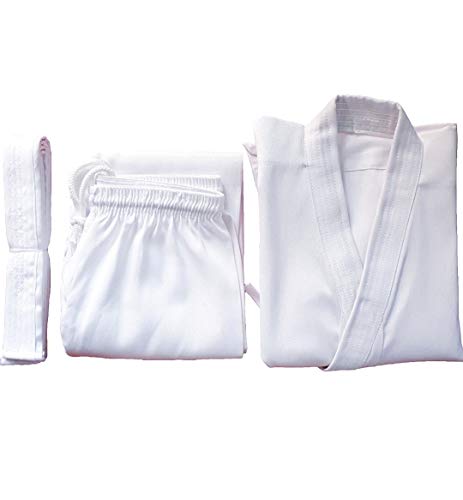IndiaDressWala Karate Uniform| Judo| Cotton Dress for Kids Boys and Girls |Full White Set with Shirt, Pant and White Belt