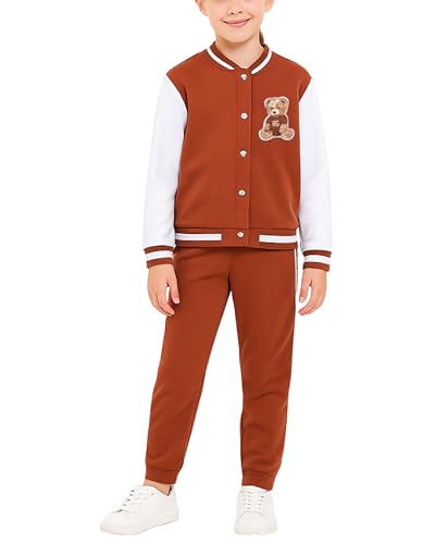 Image of Angel Face Girls Sweatpants Set - 2 Piece Soft Fleece Varsity Jacket and Sweatpants for Girls Sweatsuit Activewear Set
